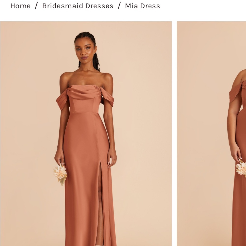 Elegant Off-Shoulder Bridesmaid Dress in Terracotta
